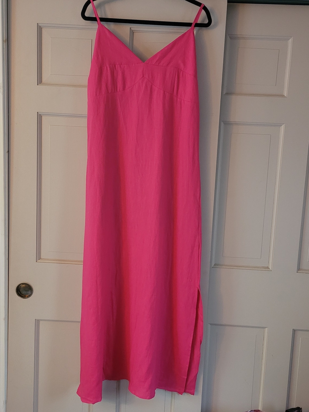 Beulah Hot Pink Linen Midi Dress L